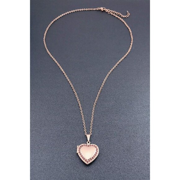 Birthstone Photo Locket Necklace with Blue, Red, White CZ - Stylish Gift for Her - Picture 5 of 6